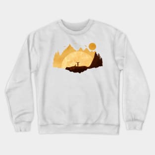 Woman and her dog enjoying the sunset Crewneck Sweatshirt